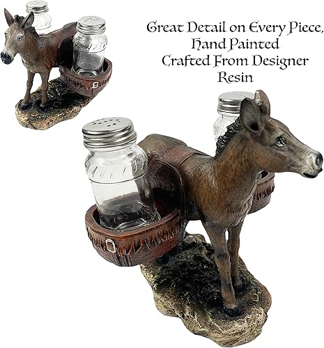 Miniatura 3 de Urbalabs - Coctelera grande de armadillo, lobo, burro, cerdo y caballo, salero y pimentero, mesa de comedor de granja, decoración rústica de vaquero