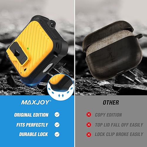 Miniatura 10 de Maxjoy Funda protectora para Airpods 3 2021 para Airpods 3 con bloqueo seguro automático Gen 3 funda rígida militar a prueba de golpes con llavero