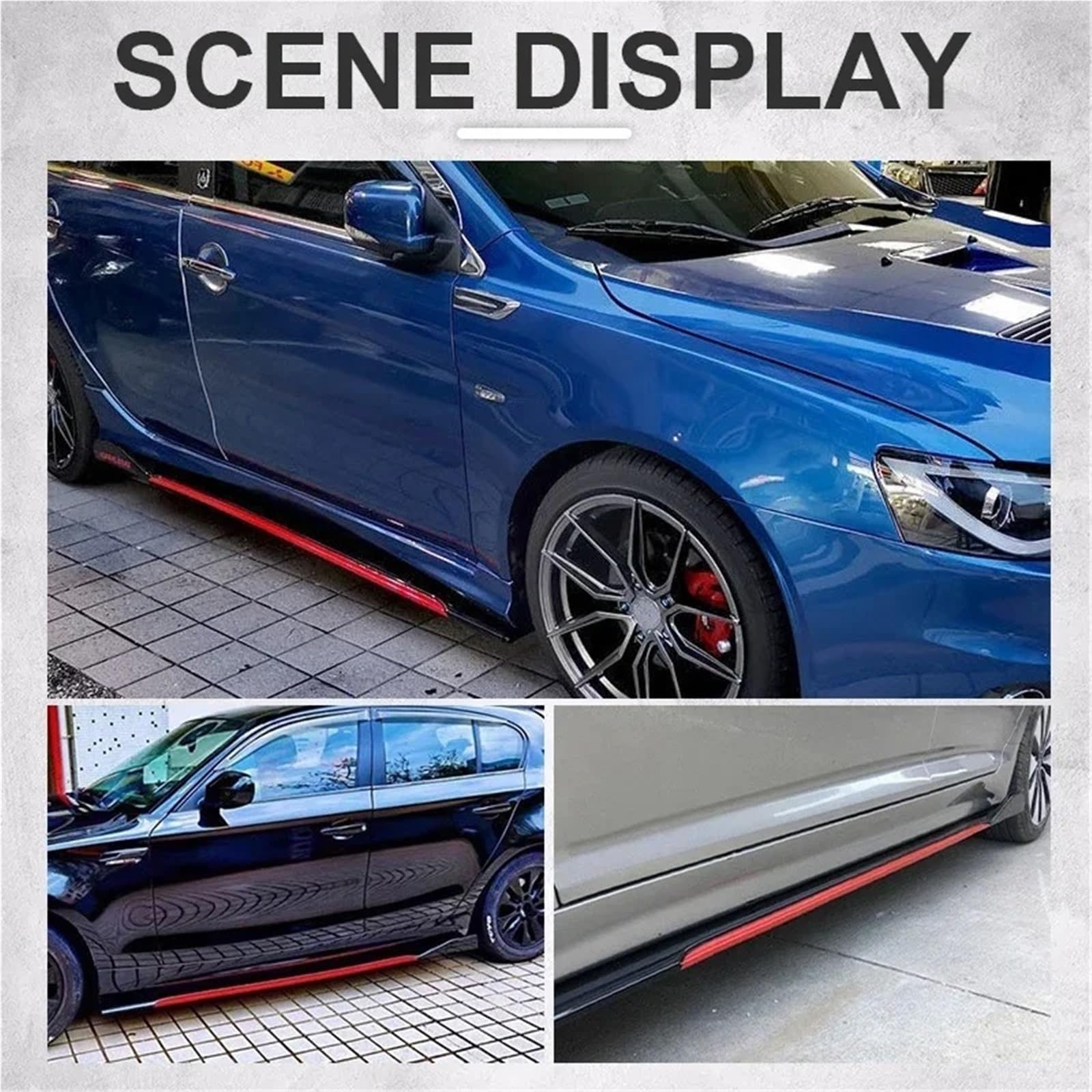 Gorąca sprzedaż boczna dokładka samochodu regulowany zderzak z włókna węglowego zmodyfikowane przedłużenie Rocker Plate Lip kompatybilny z Kia Ford Mazda BMW(New Reddish Black2)