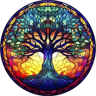 Fountor Tree of Life Diamond Art Kits for Adults Beginners 12x12 Inch | Stained Glass Tree Diamond Painting Kit, 5D Full Round Drill Gem Art, DIY Stress Relief Craft Kits, Home Wall Decor Gift