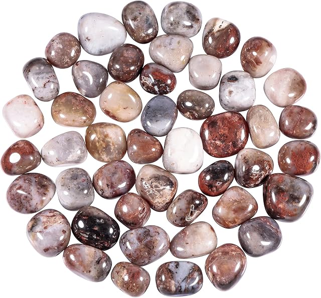 mookaitedecor 460g/1lb Natural Agate Polished Tumbled Stone Bulk, Irregular Undrilled Healing Crystal Tumblestone Rocks for Aquarium Bonsai Garden Indoor Outdoor Home Decor