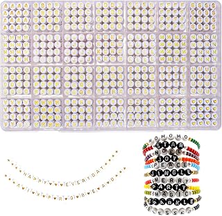 1400PCS Alphabet Beads Kit - 28 Styles of A-Z Acrylic 4x7mm Round Letter Beads for Jewelry Making DIY Bracelets and Necklaces.(Gold Letter)