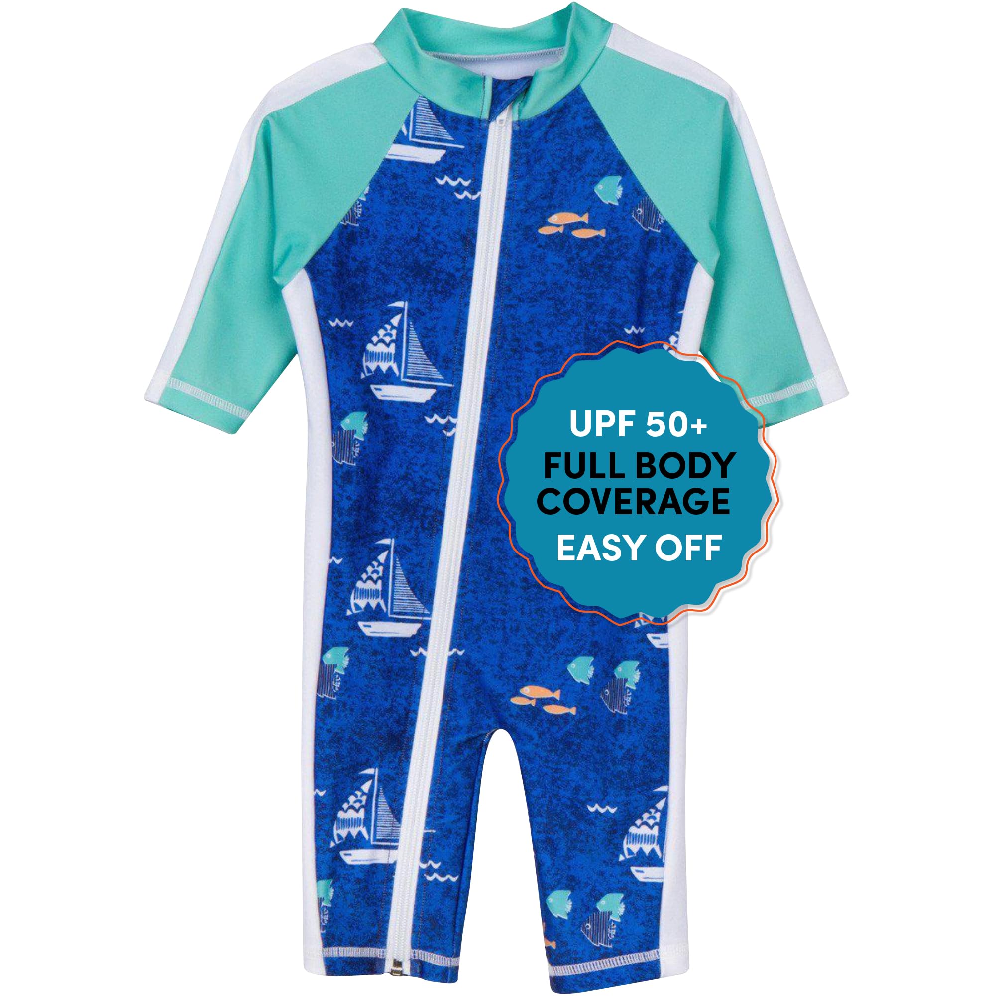 Swimzip Little Boy manga larga para niña con UPF 50 Protección Solar - Azul -