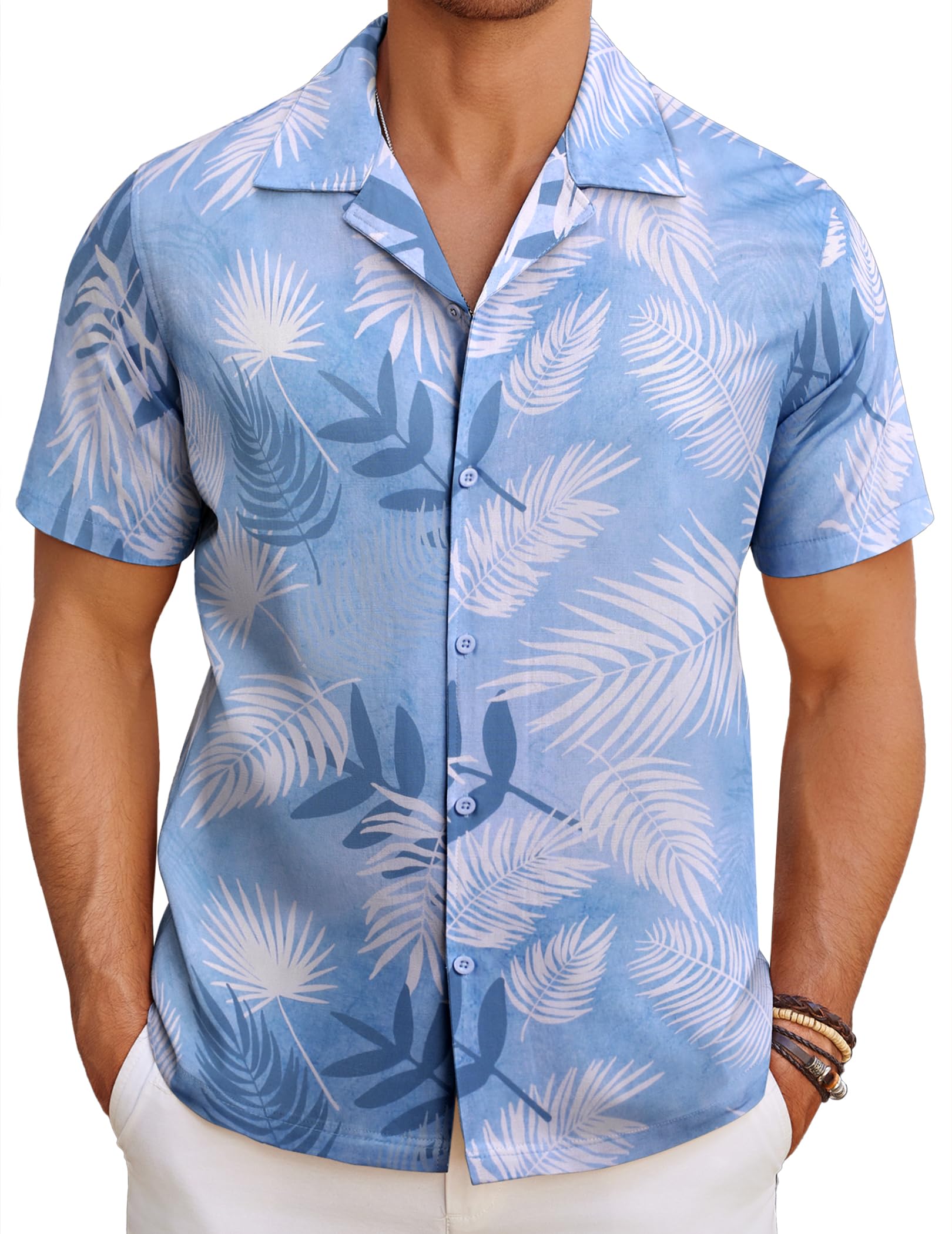 COOFANDY Hawaiihemd Herren Kurzarm Sommerhemd Leicht Freizeithemd Hawaii Kurzarmhemd Strandhemd Männer Hemden Urlaub