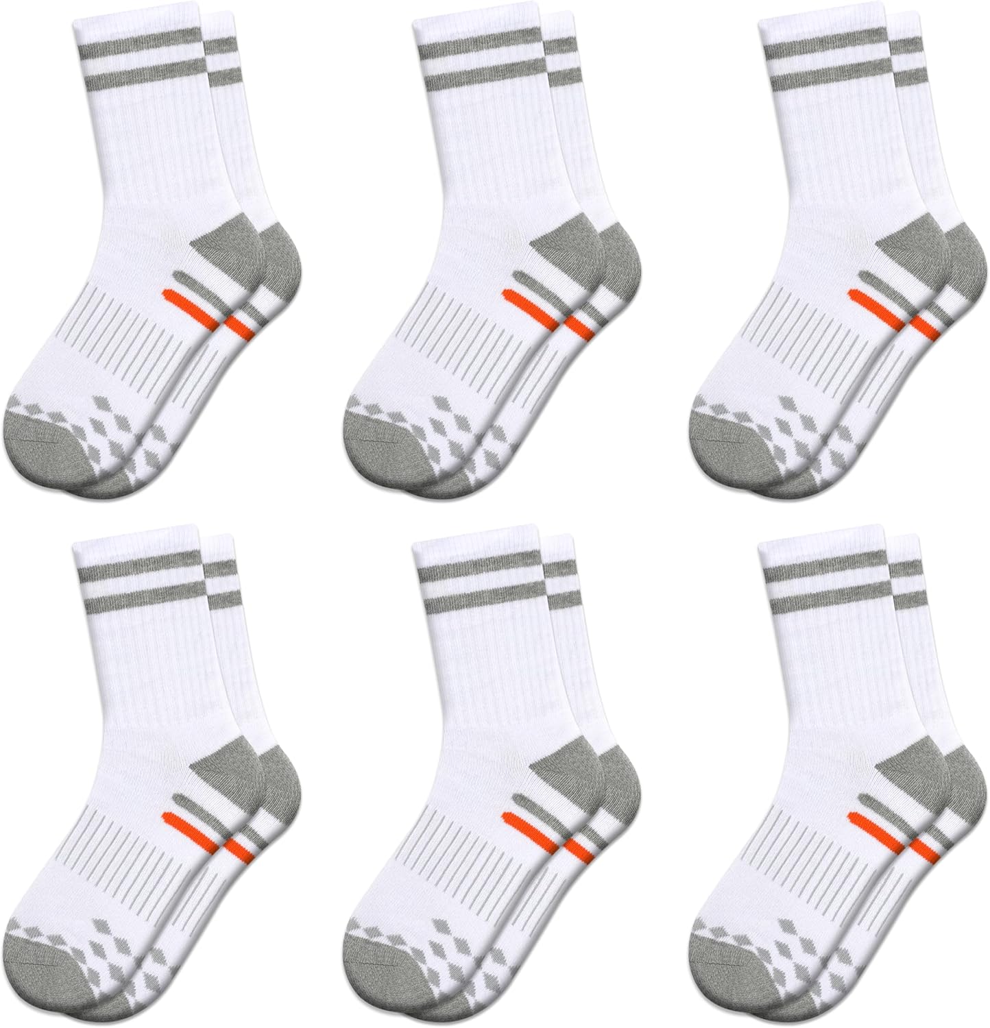 Comfoex Boys Socks Crew Socks For Kids 6-8 4-6 8-10 Years Old Athletic Calf Half Cushioned Cotton Long Socks 6 Pairs