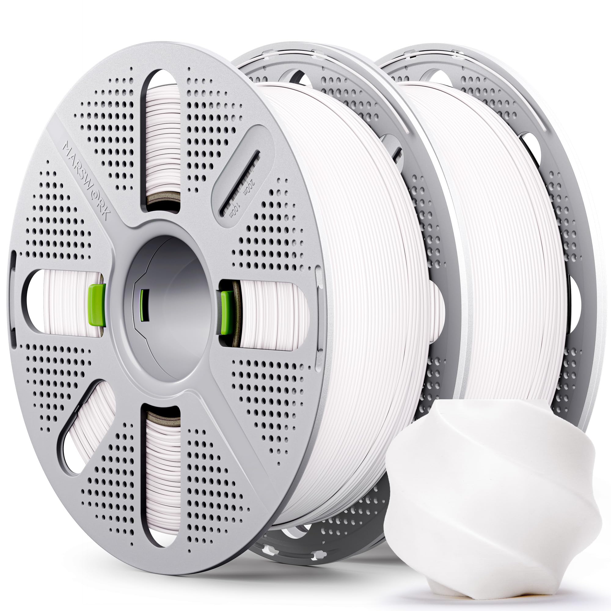 MarsWork PLA Basic, Pre-Dried Filament with Quick-Swap Reusable Spool 2kg (4.4lbs), 1.75mm 3D Printing Filament, Compatible with Bambu Lab 3D Printers