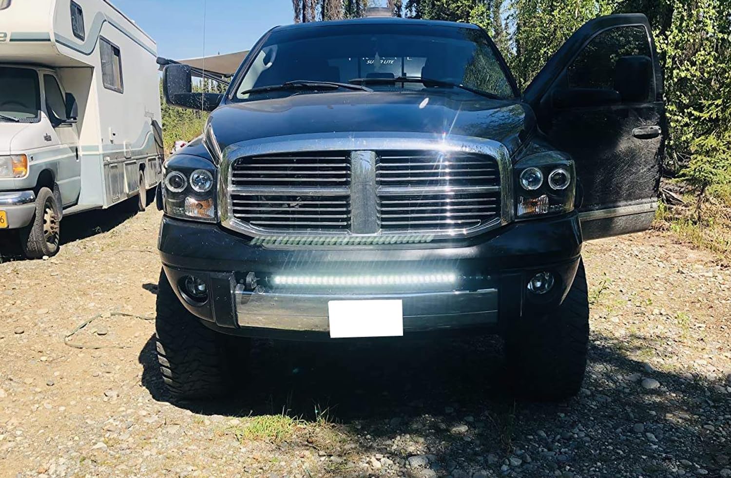 iJDMTOY Lower Grille Mount 30-Inch LED Light Bar Compatible with 2003-2018 Dodge RAM 2500 3500, Includes 150W High Power LED Lightbar, Lower Bumper Opening Mount Brackets & On/Off Switch Wiring