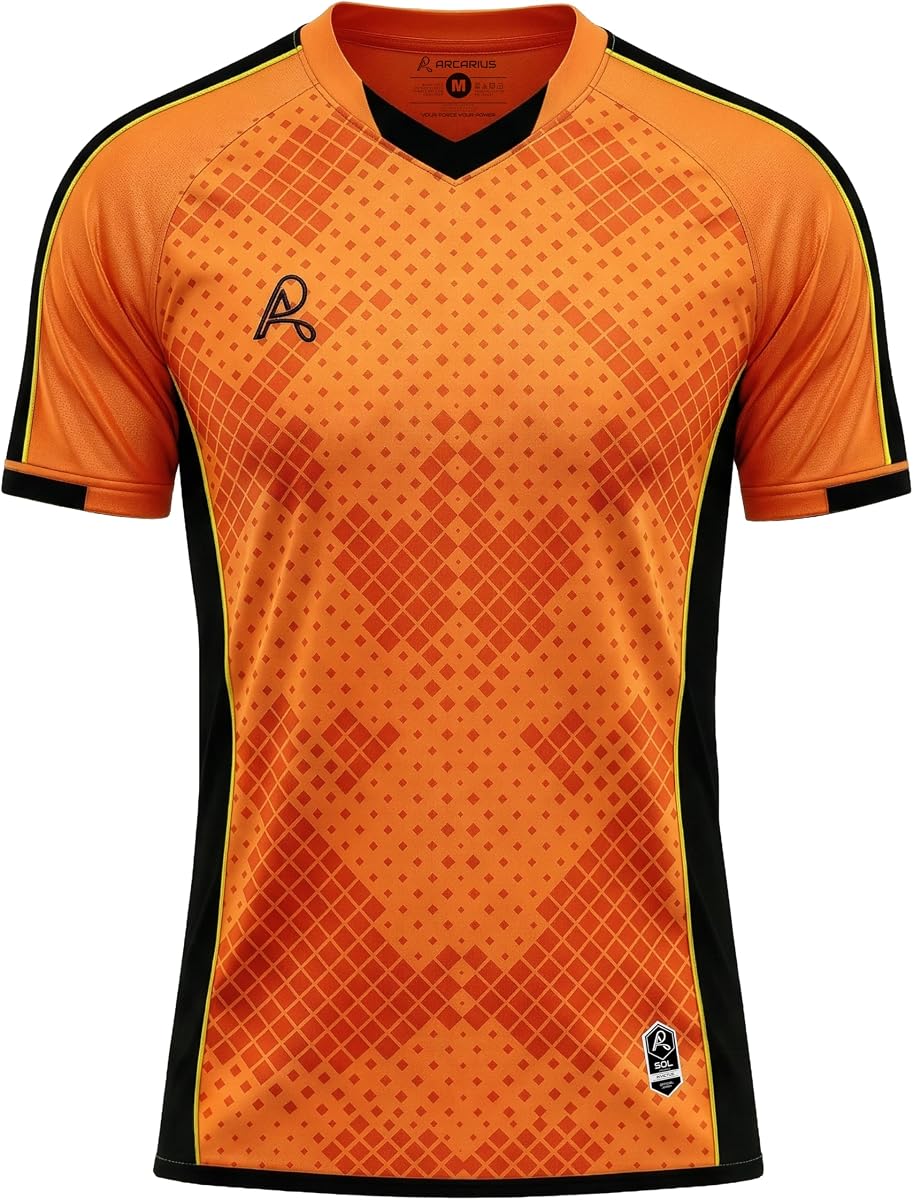 Arcarius Men's SOL Performance Soccer Jersey - Short Sleeve Moisture Wicking Athletic Training Shirt (80 variations)