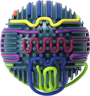 GUNTAIL 3D Sensory Activity Ball - Upgraded Silicone Fidget Toy for Stress Relief, Anxiety, Autism, ADHD - Kids 3+ Adults w/ Bag & Strings (Blue)