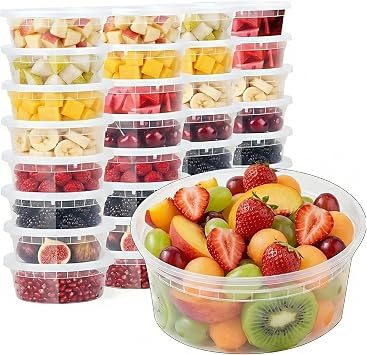 Food Storage Containers [10 Set] x [8 oz] Plastic Deli Containers with Lids Slime Soup Meal Prep Containers | BPA Free | Stackable | Leakproof | Microwave/Dishwasher/Freezer 10 Set, 8 oz