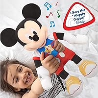 Vista 2 de Just Play Disney Junior Mickey Mouse Funhouse cantando divertido Mickey Mouse de 13 pulgadas con luces y sonidos de peluche, canta la canción Wiggle