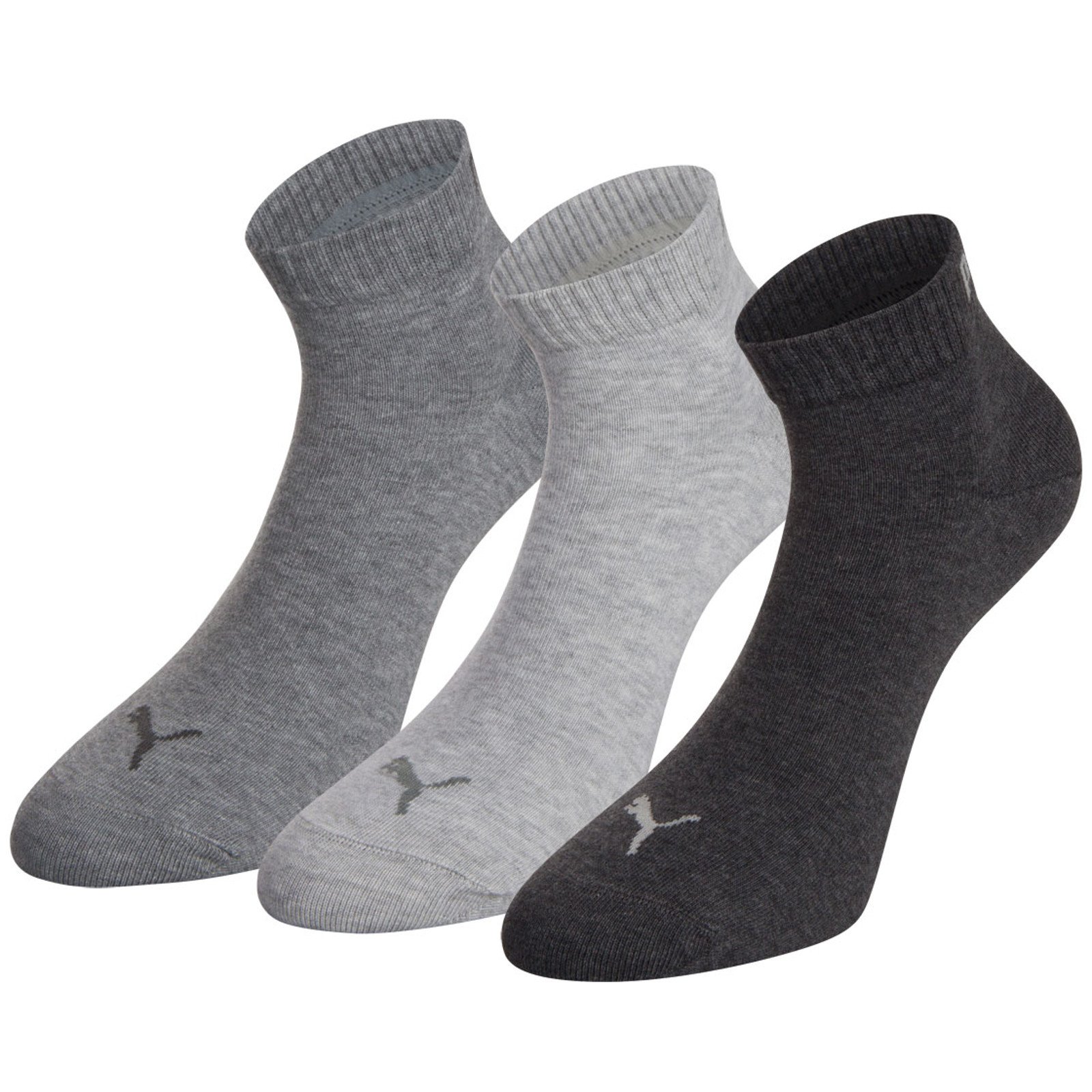 Puma Men's Length Quarter Sock (3 Pairs), Grey Mix-UK 9-11