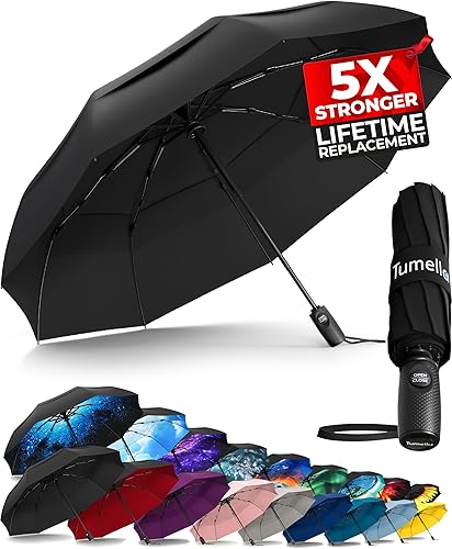 TUMELLA UltraV7 1 Windproof Travel Umbrella Light Beautiful Superior  Unbreakable 2023 Anti-Flip  Ultra-Flex Tech Compact Small Portable Automatic