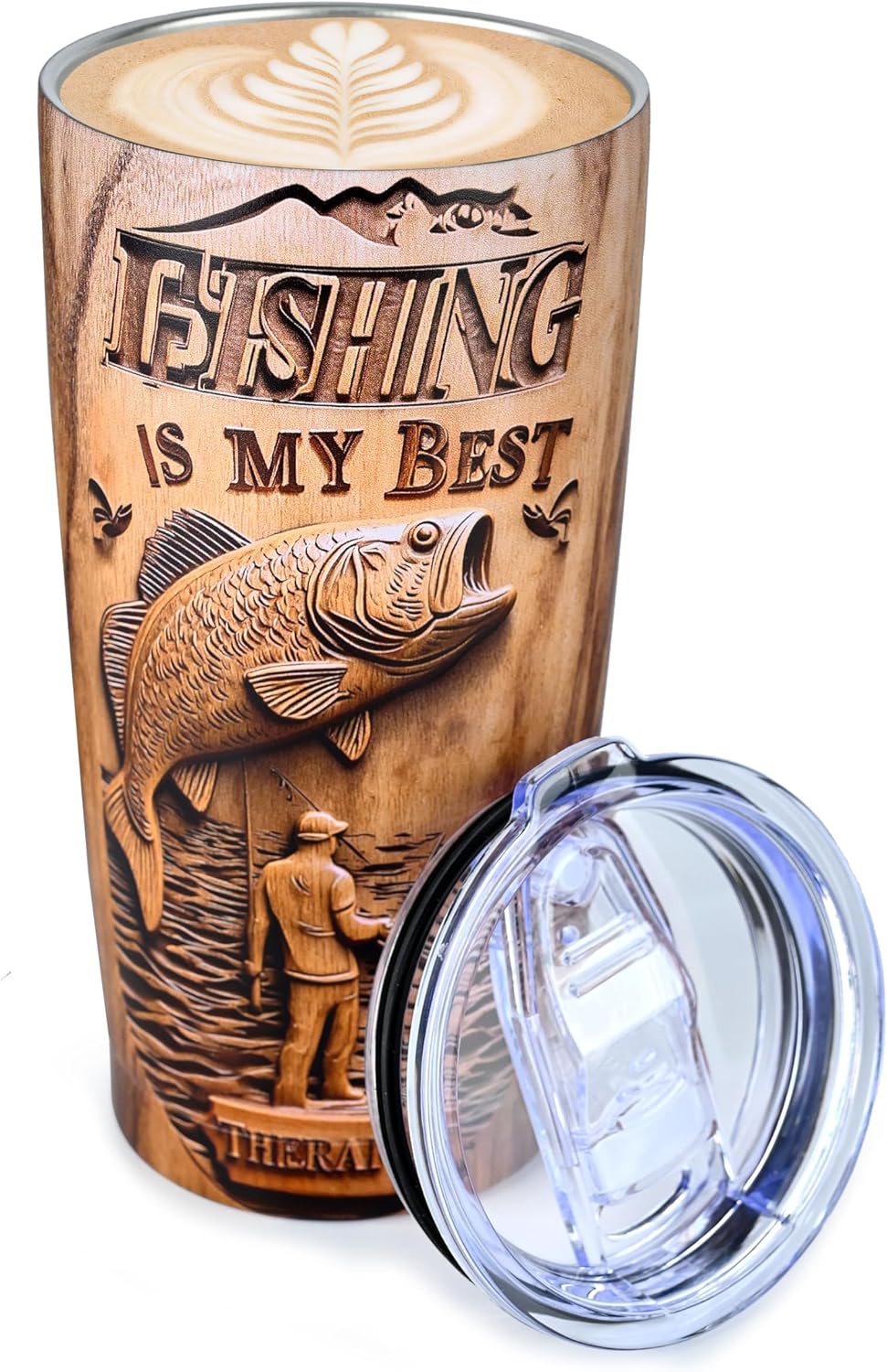 Fishing Tumbler 20oz Stainless Steel Insulated Coffee Tumbler Travel Coffee Mug For Women Men