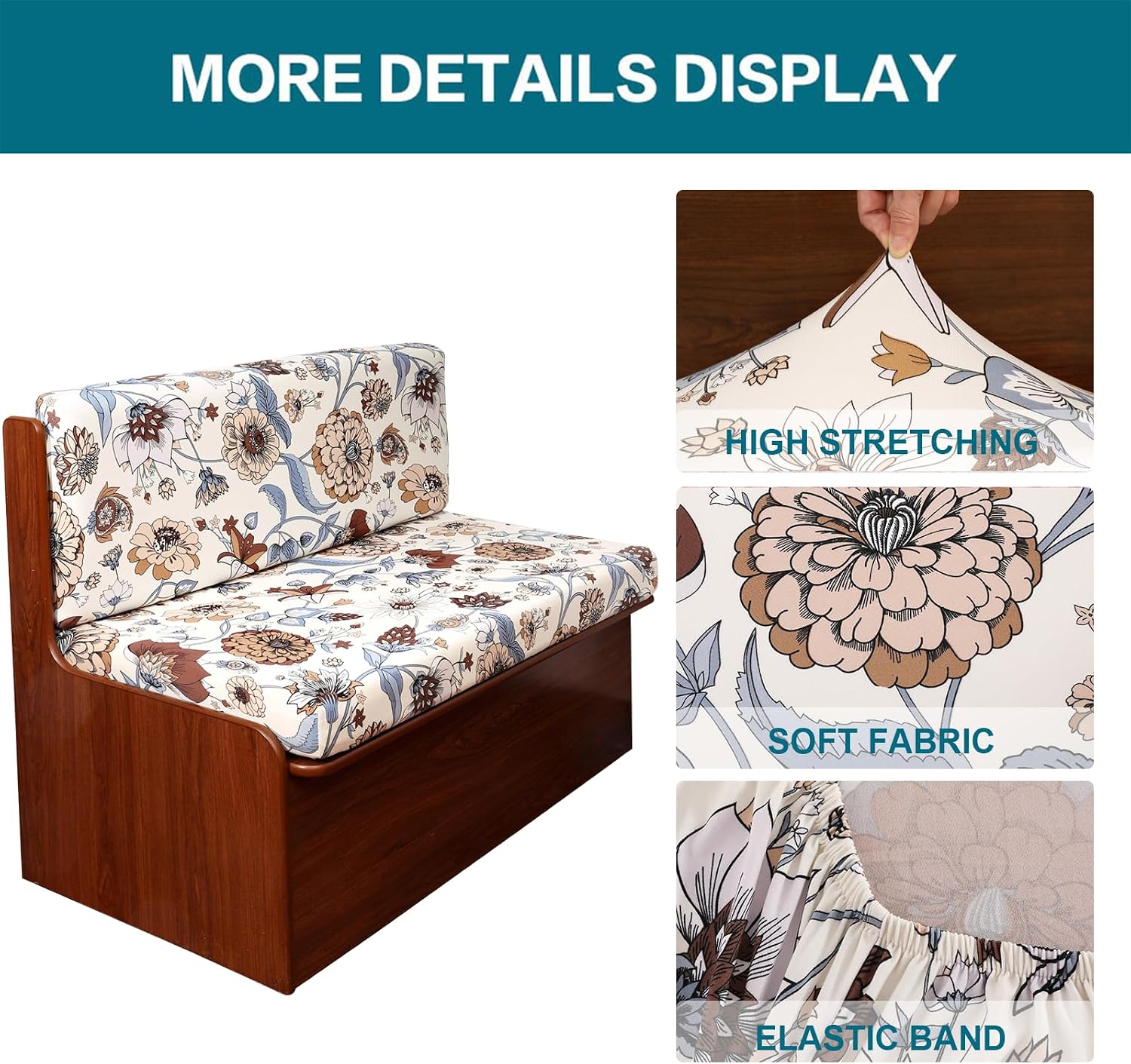 KRFOONN RV Dinette Cushion Covers Stretch Camper Cushions Cover, 06 image 2