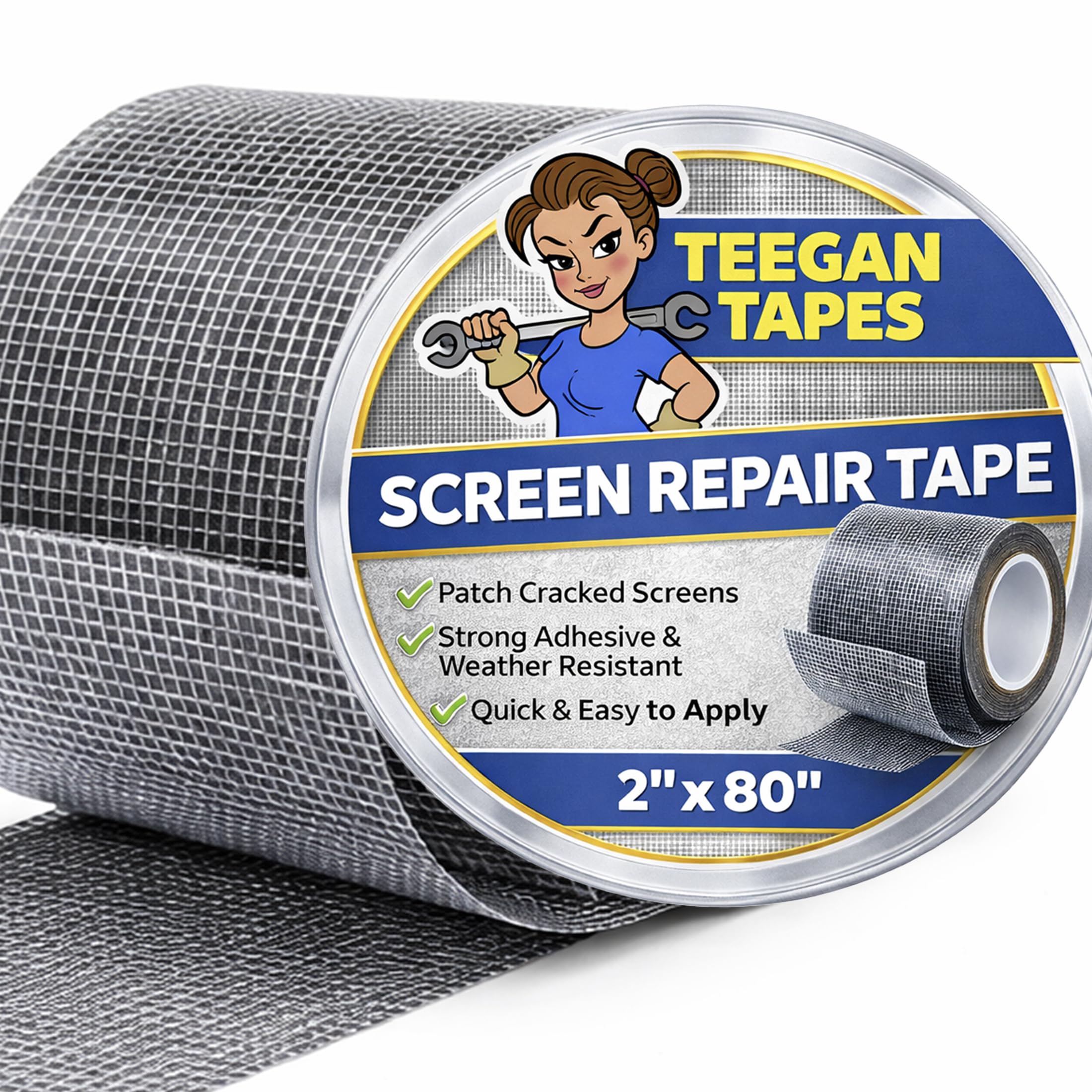 Gaffer Power Adhesive Screen Repair Tape | Fiberglass Covering Wire Mesh Tape | Strong Adhesive Window Screen Repair Tape | 2 Inch X 6.7 Feet