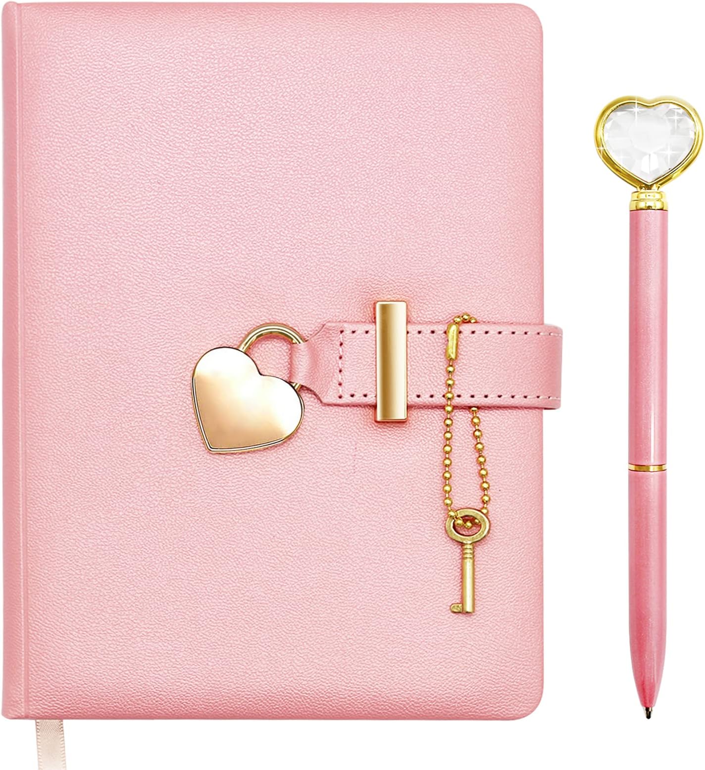 Hioph Secret Diary with Lock, Heart Shaped Lock Diary with Key, PU ...
