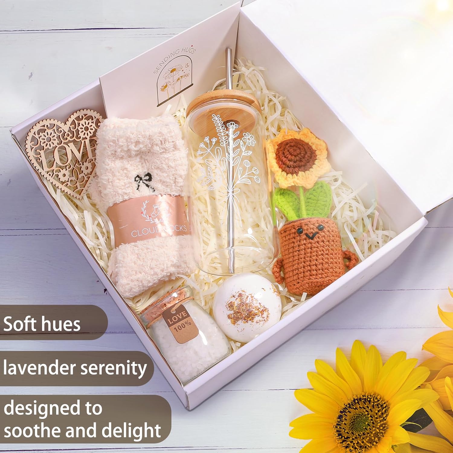 Get Well Soon Gifts Self Care Package For Women, Sunflower Gifts Baskets Feel Better Soon, Birthday Gift for women, Christmas Gift Sets Women Teen GirlsThinking Of You Best Post - Image 3