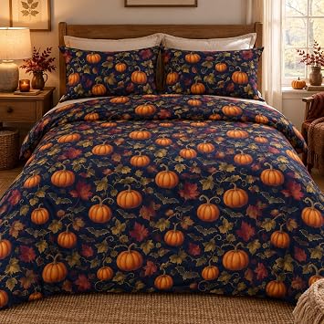 Autumn Pumpkin Duvet Cover Super King 260x220cm+2 Pillowcases 50x75 cm