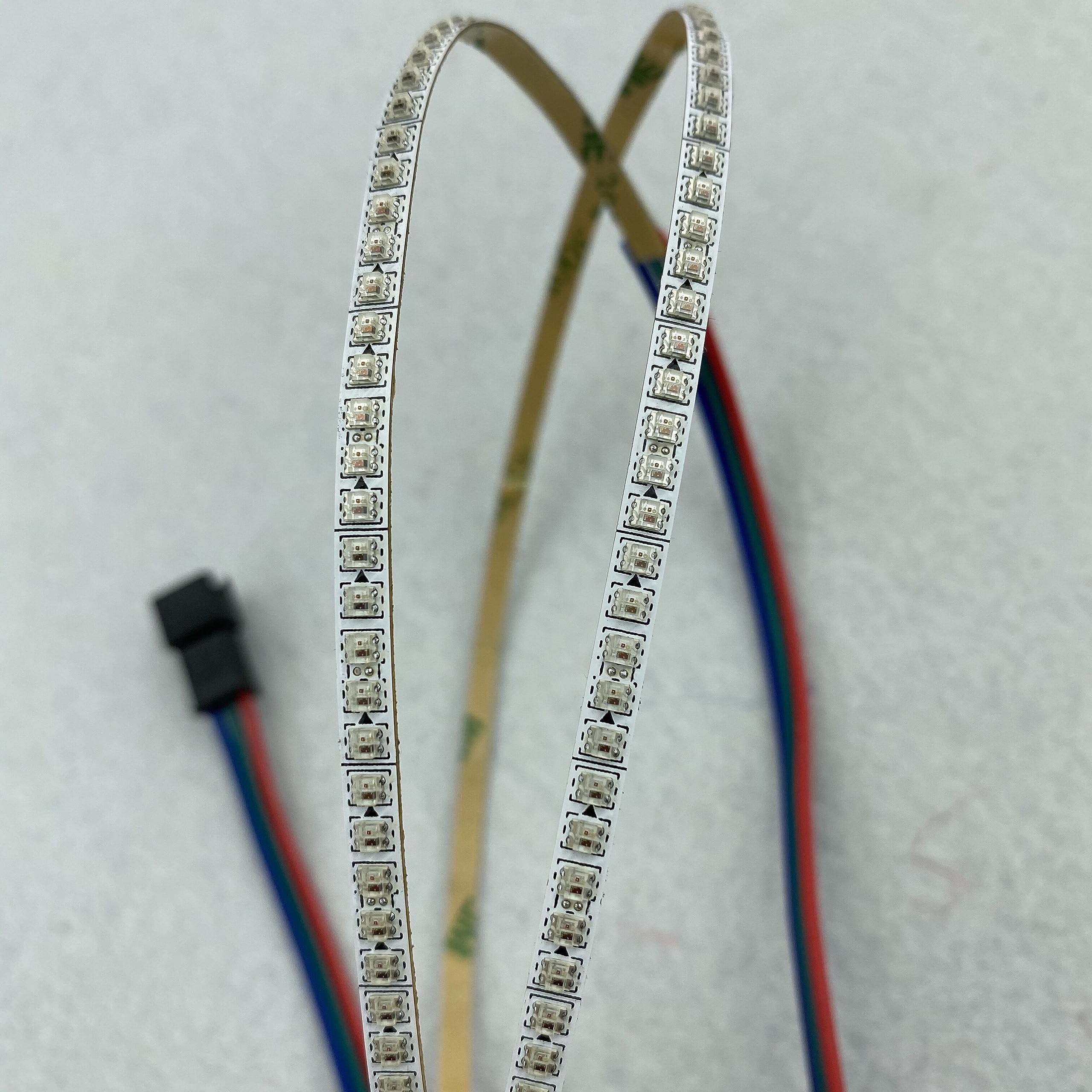 WENWENLEE 300LEDs/m/ WS2812C-2020 / LED addressable Pixel Strip; Flexible/DC 5V / RGB Full Color / IP20 / White PCB / 4mm Wide PCB / 0.5m Long /(Without Connector)