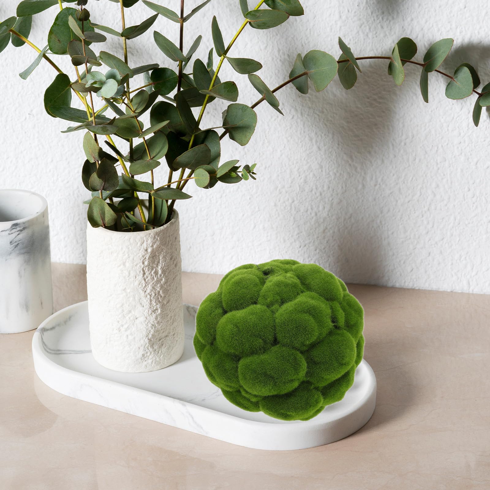 GALPADA Bola Decorativa de Musgo Artificial Verde para Jarrón Material PVC Resistente a Deformaciones, Adecuado para Paisajes y Decoración Natural en Ventanas