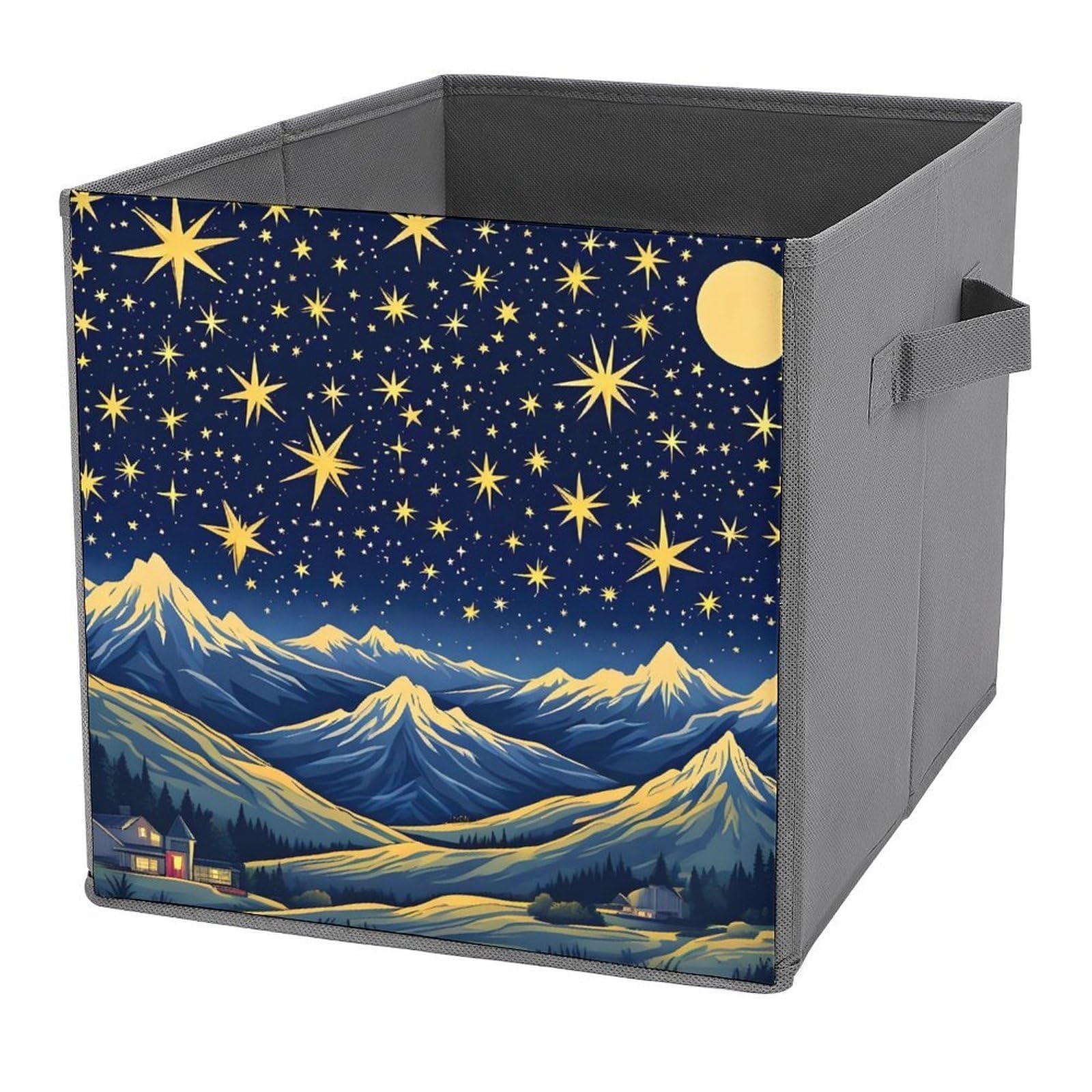 Paniers de rangement montagne au clair de lune avec poignées
