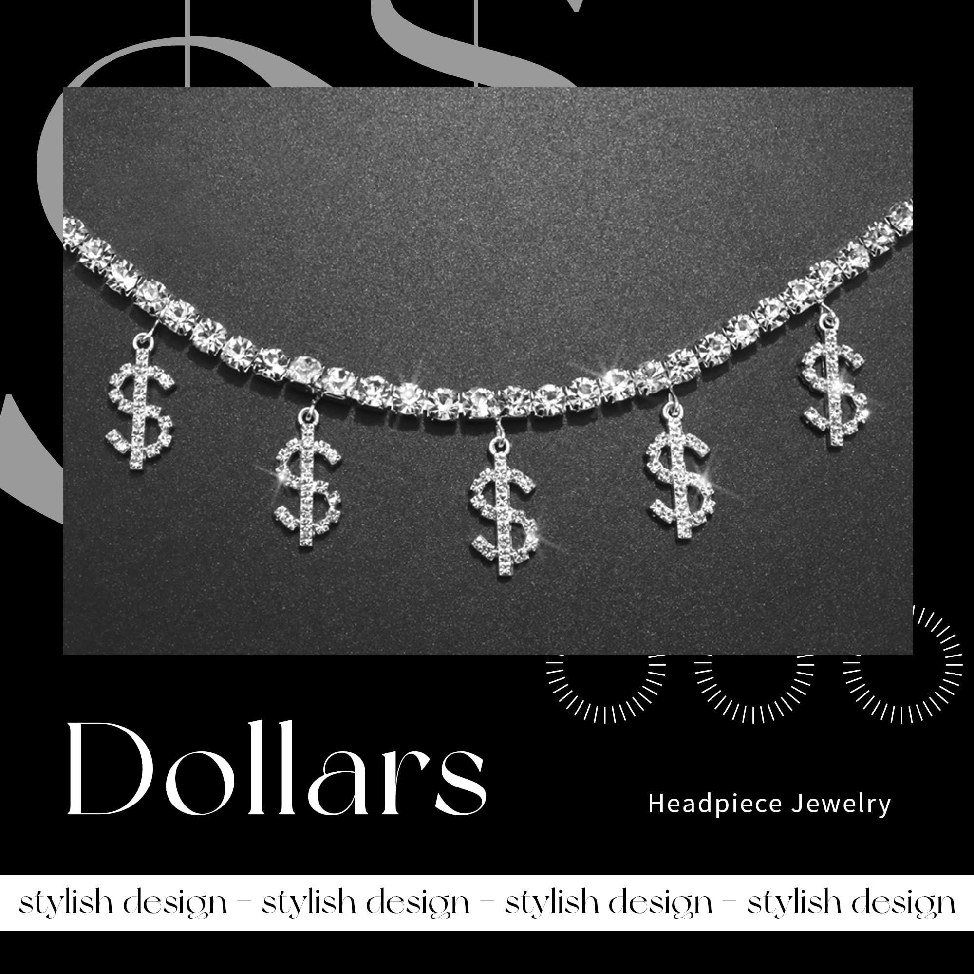 Amazon.com : YAEISM Gold Headpiece Dollar Sign Head Chain  display picture 1