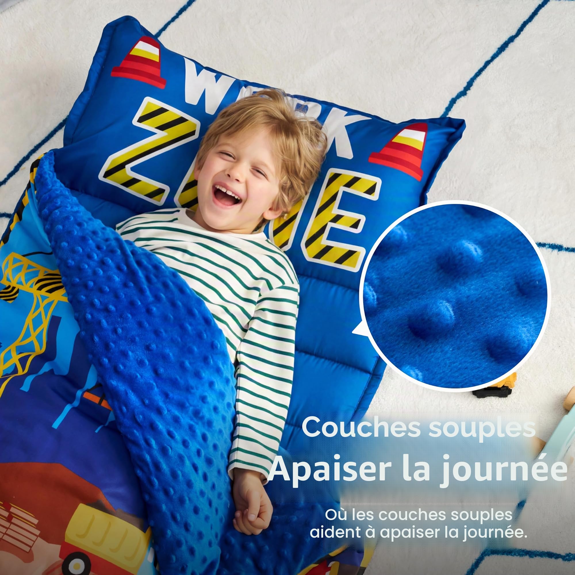 Joiedomi Tapis de Couchage pour Tout-Petits avec Oreiller et Couverture, Tapis de Couchage Enroulable pour Le Milieu préscolaire, pour garçons et Filles, Maternelle, Nuit de 3 à 7 Ans