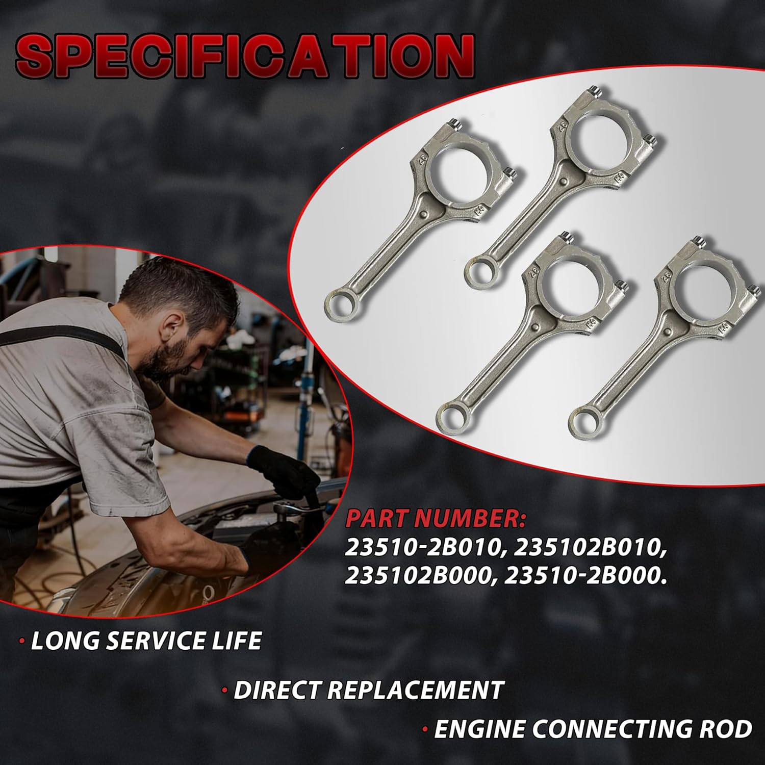 G4FD 1.6 Crankshaft with Connecting Rods & Bearing Kit Fit for Hyundai Accent Veloste Kia Rio Soul 1.6L 2012-2019 Replace #23110-2B610 231102B610