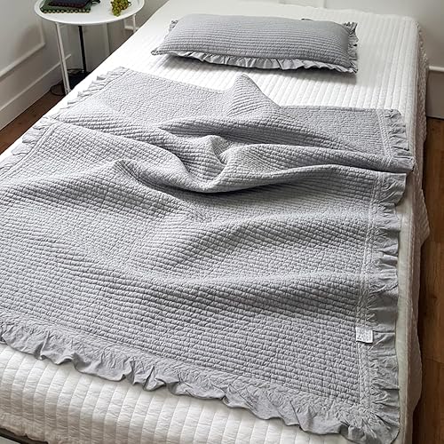 DAEGU1988HOME Colcha y manta con volantes 100% algodón para bebés y niños pequeños, de 39.4 x 51.2 pulgadas, fabricada en Corea, multiusos, alta