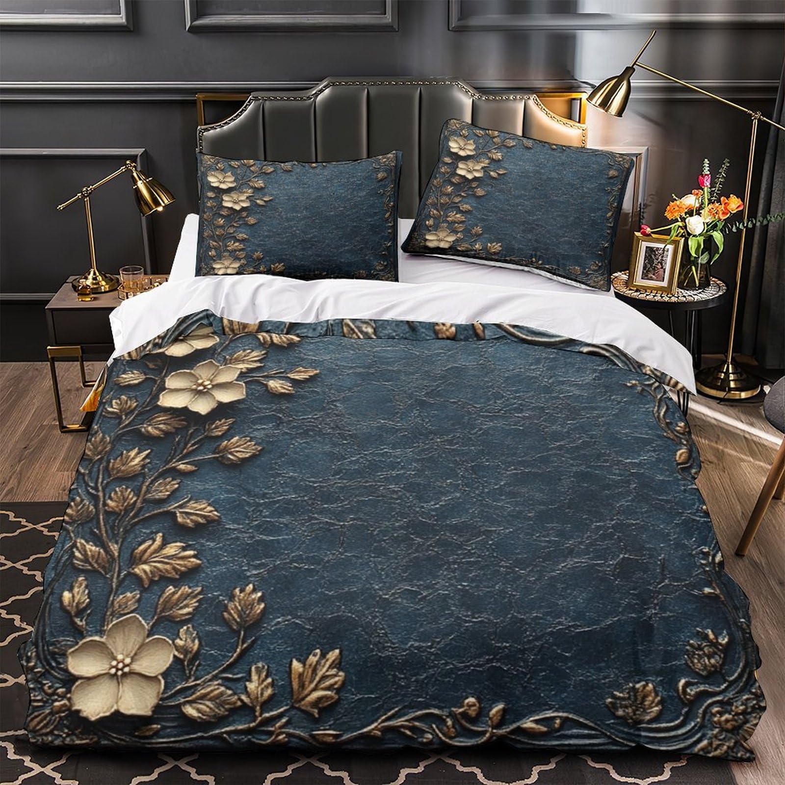 Chambre garçon rétro avec la housse de couette imprimée 3D appareil photo