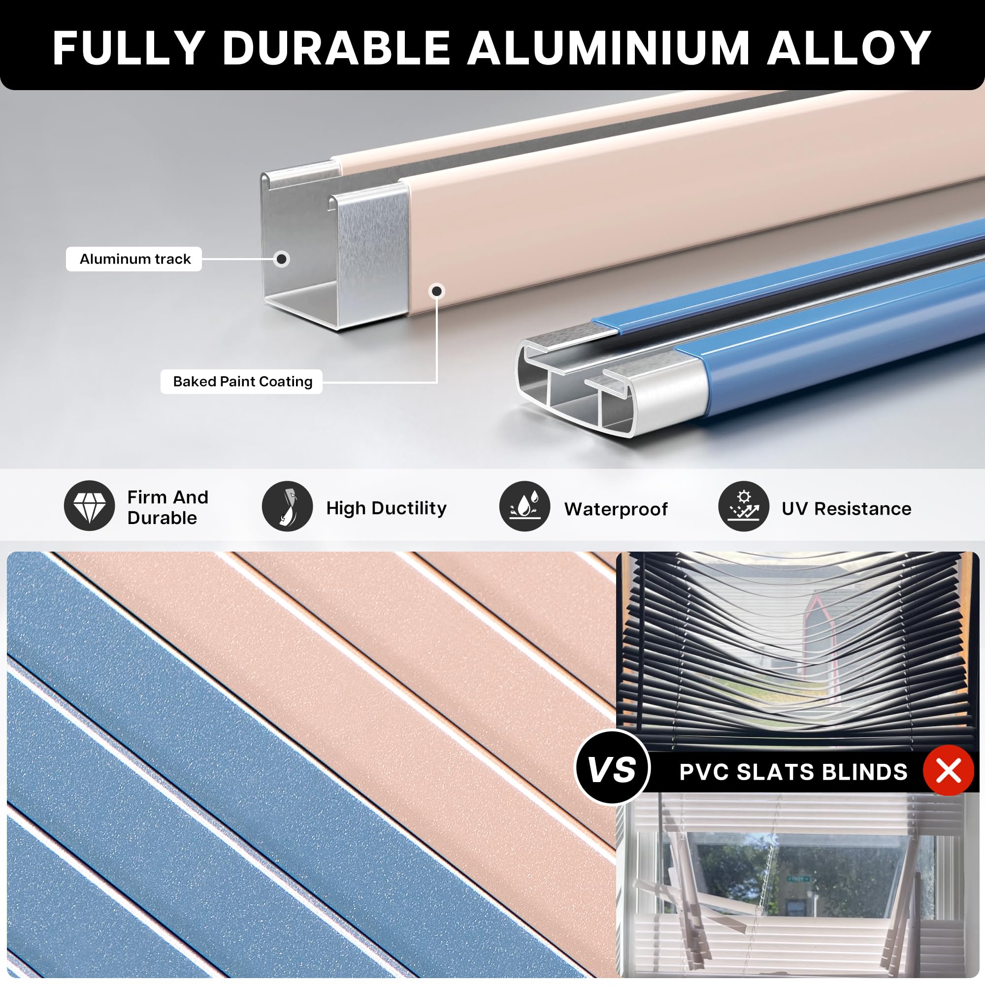 Snapklik.com : Two-Tone No Drill Blinds For Windows, Cordless Custom ...