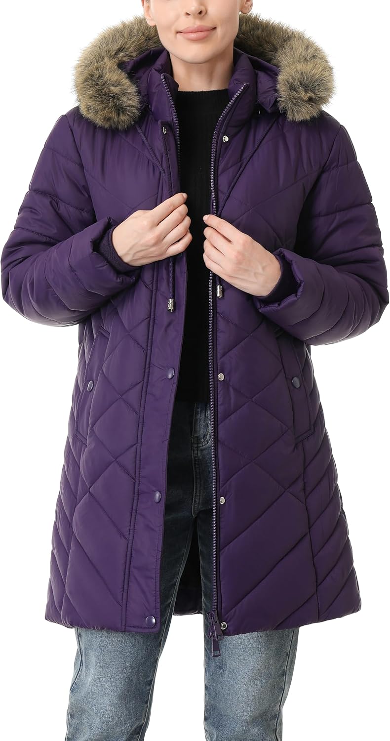 Women's Long Warm Winter Coat Windproof Thickened Fleece Lined Down Jacket Waterproof Puffer Outerwear with Removable Hood - Image 6