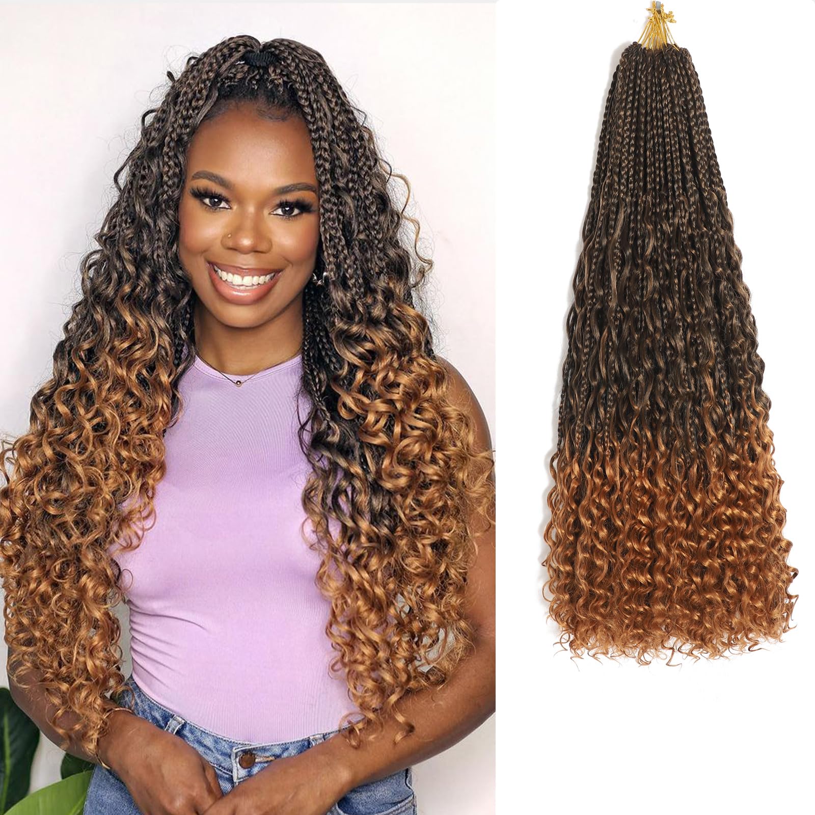 Flagship Goddess Box Braids Crochet Hair 24 Inch 9 Packs Boho Crochet Braids for Black Women,Bohomian Pre looped Crochet Hair for Black Women-T30