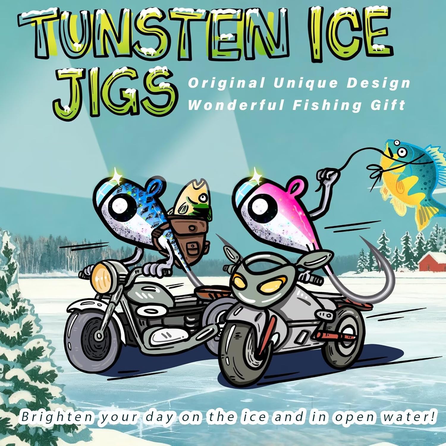 LUCKYFISHING Tungsten Ice Fishing Jigs 20pcs/60pcs Ice Fishing Lures Glow in Dark 1/15oz(1.9g) Crappie Lures for Panfish Walleye Crappie Fishing Gift