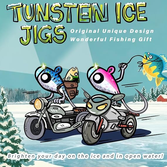 LUCKYFISHING Tungsten Ice Fishing Jigs 20pcs/60pcs Ice Fishing Lures Glow in Dark 1/15oz(1.9g) Crappie Lures for Panfish Walleye Crappie Fishing Gift