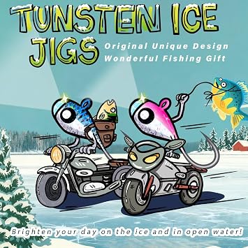 LUCKYFISHING Tungsten Ice Fishing Jigs 20pcs/60pcs Ice Fishing Lures Glow in Dark 1/15oz(1.9g) Crappie Lures for Panfish Walleye Crappie Fishing Gift