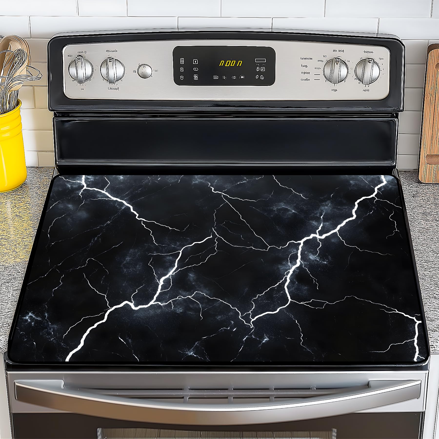 Stove Top Cover for Electric Stove,Glass Stove Top Cover, Heat Resistant Glass Cooktop Cover, Stovetop Protector, Kitchen Decor, Dish Drying Mats Cover for Ceramic Washer Top 28.5x20.5 inch