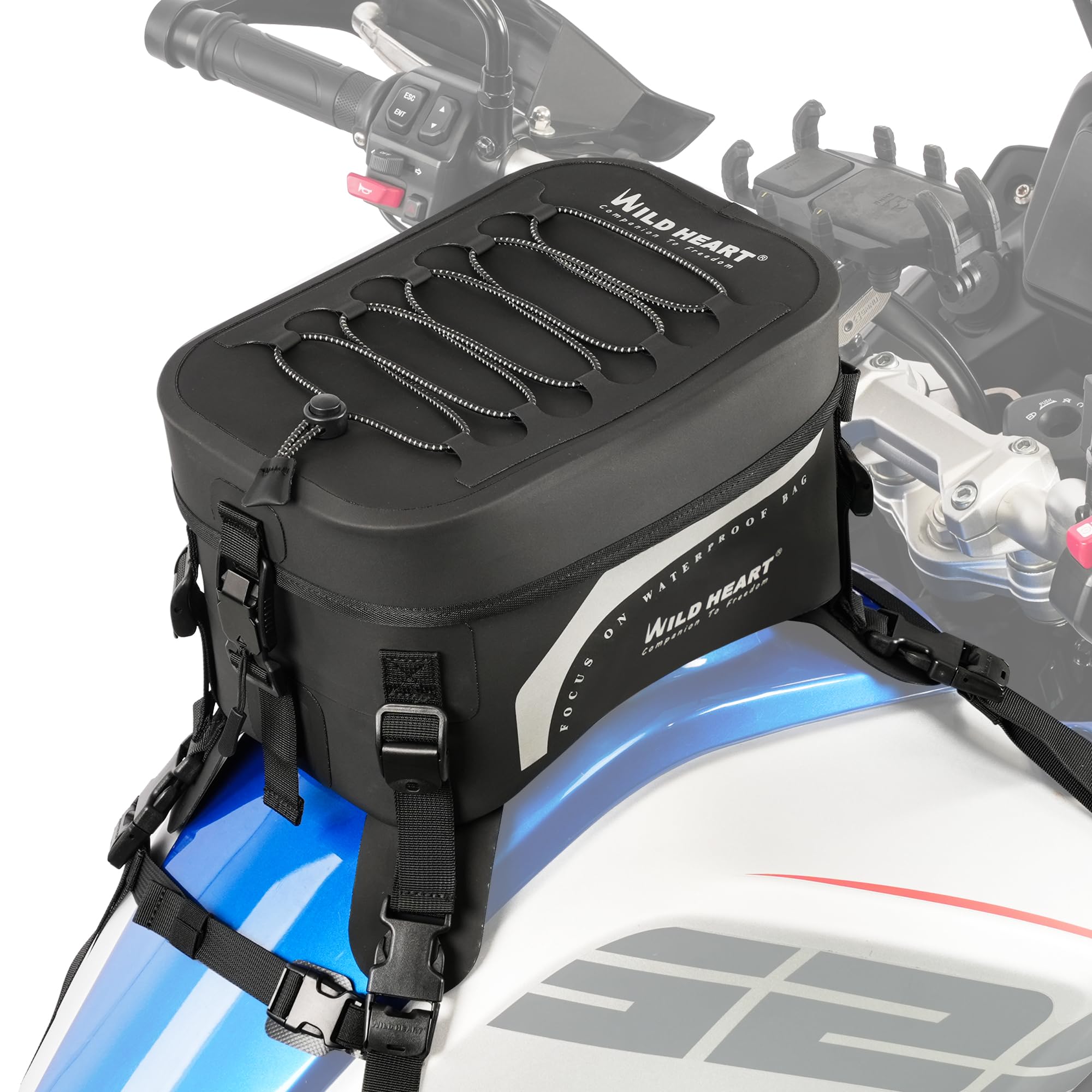 WILD HEART Compeletely Waterproof Motorcycle tank Bag Universal Motorcycle Bag Large Capacity 8l For Motorbike Riding (Black)