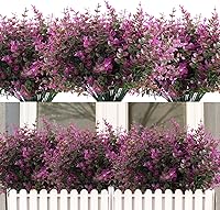 Vista 41 de RECUTMS - 8 ramas de flores artificiales, eucalipto artificial realistas, resiste rayos ultravioleta, para jardín, patio, boda, oficina y casa