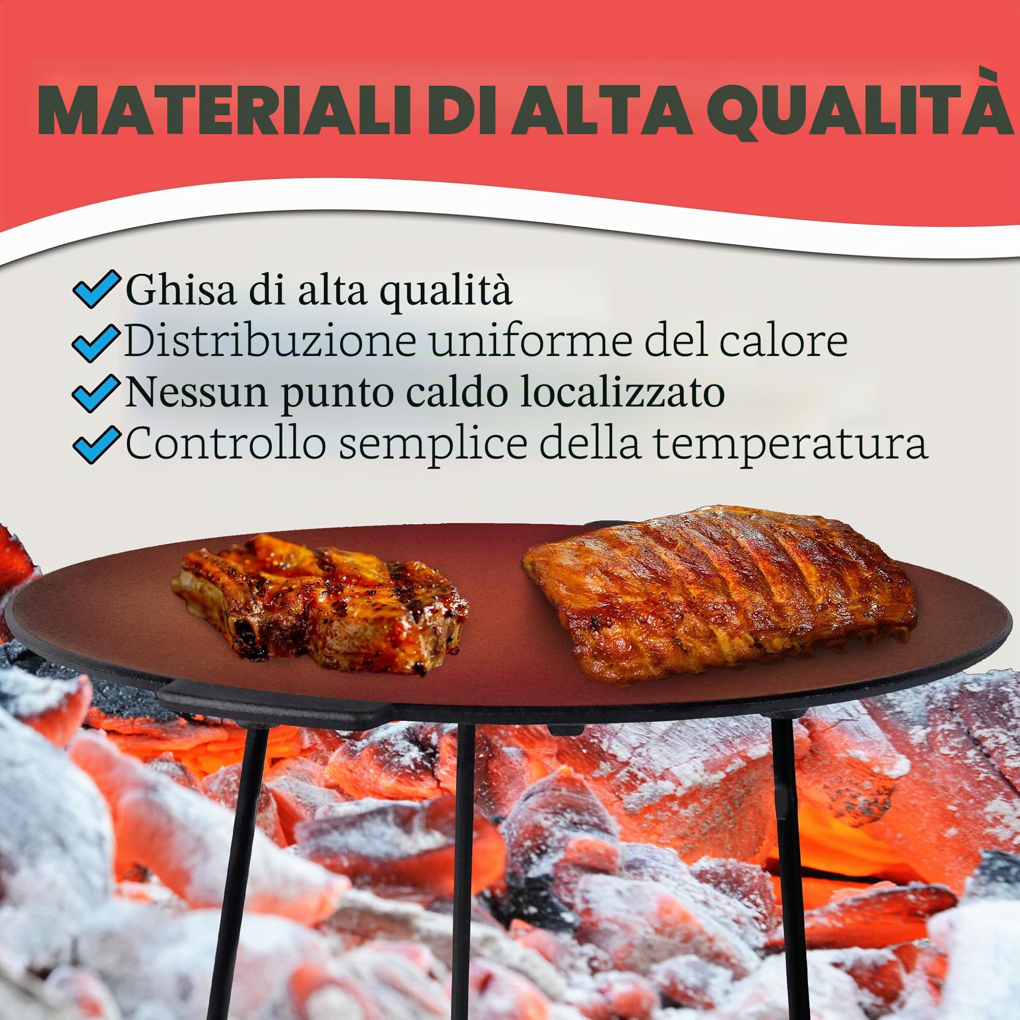 Froadp Piastra Ghisa Barbecue per Campeggio Tappetino per Grigliare a Gas o a Carbonella Padella per Grigliare con 3 Gambe e Borsa per Riporlo Barbecue Accessori per Feste in Giardino (Ø45cm)