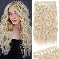 Vista 30 de REECHO Extensiones de cabello rubio, 20 pulgadas, extensiones de cabello grueso y largo con clip, extensiones de cabello sintético suave natural