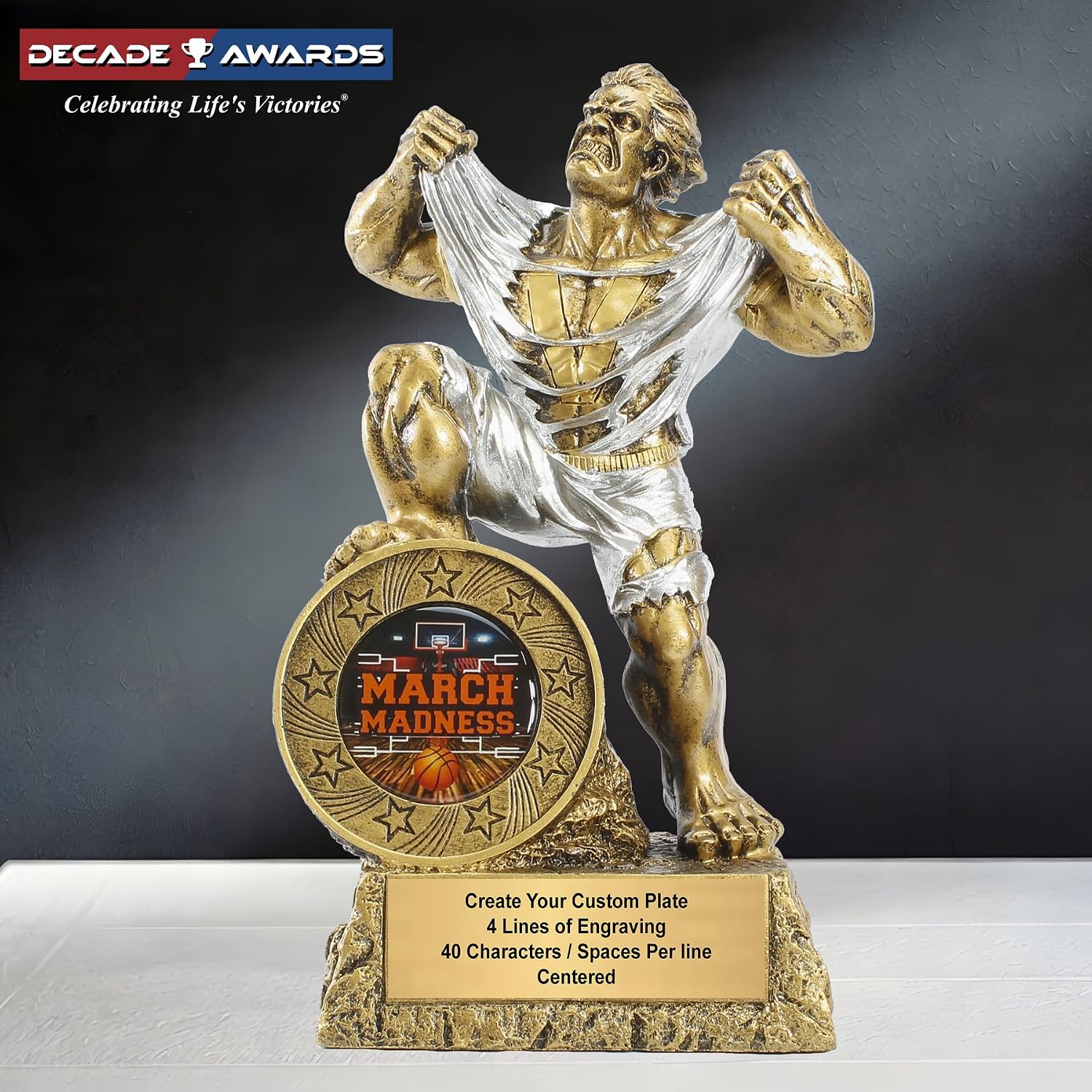 Decade Awards Monster Trophy, Large - Engraved Big Beast Award with Front Insert - Choose Your Style and Make it Your Own - Customize Now (9.5 Inch Tall)