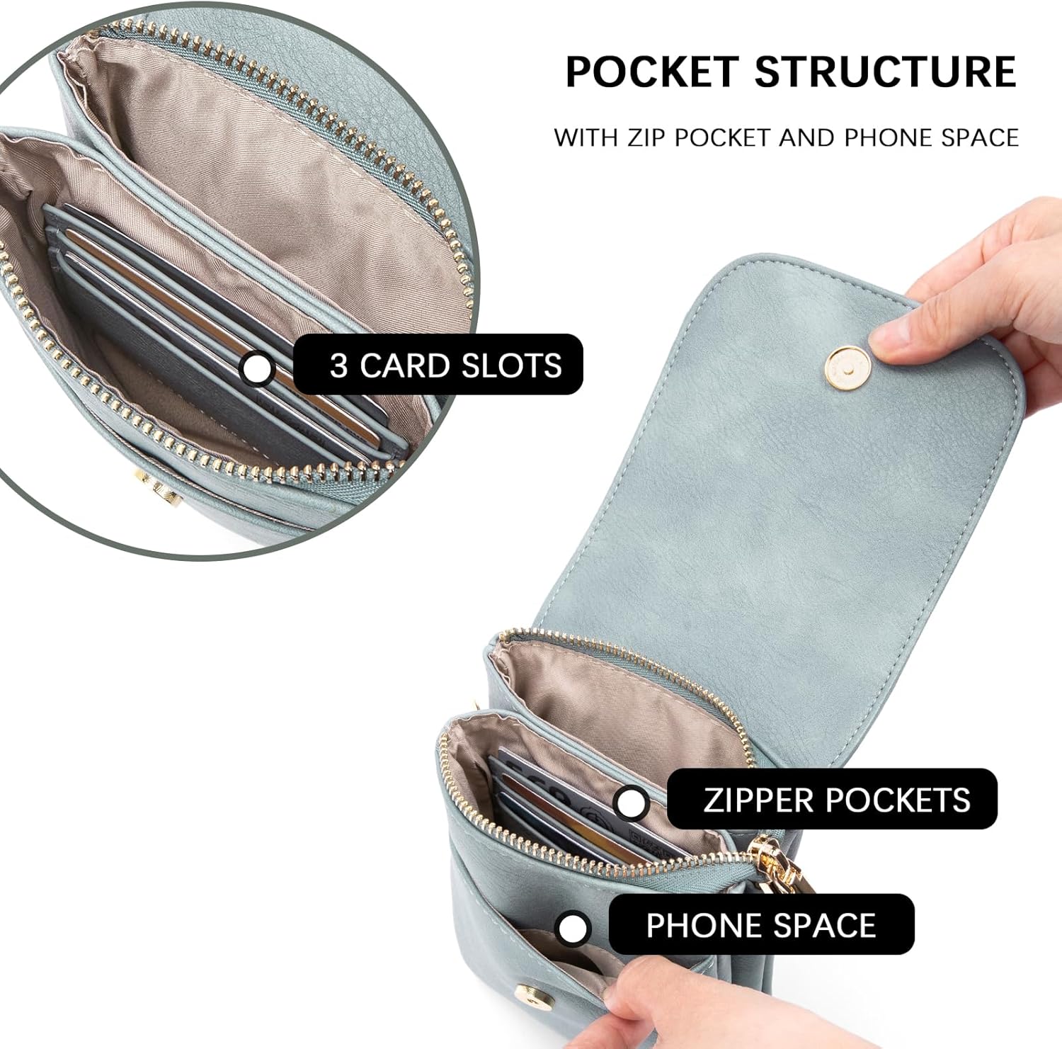 BOSTANTEN Vegan Leather Small Crossbody Bags for Women Designer Cell Phone Bag Wallet Purses Adjustable Strap - Image 3