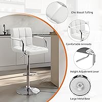 Vista 58 de Yaheetech - 4 taburetes de bar ajustables para mostrador de cocina, taburetes de bar/mostrador, silla de comedor giratoria hidráulica de piel Marrón