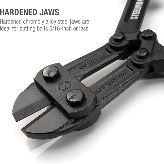 STEELMAN Folding Bolt Cutter with Ergonomic Handles, 18-inch, Cuts Bolts and Locks, Steel Construction, Non-Slip Grip