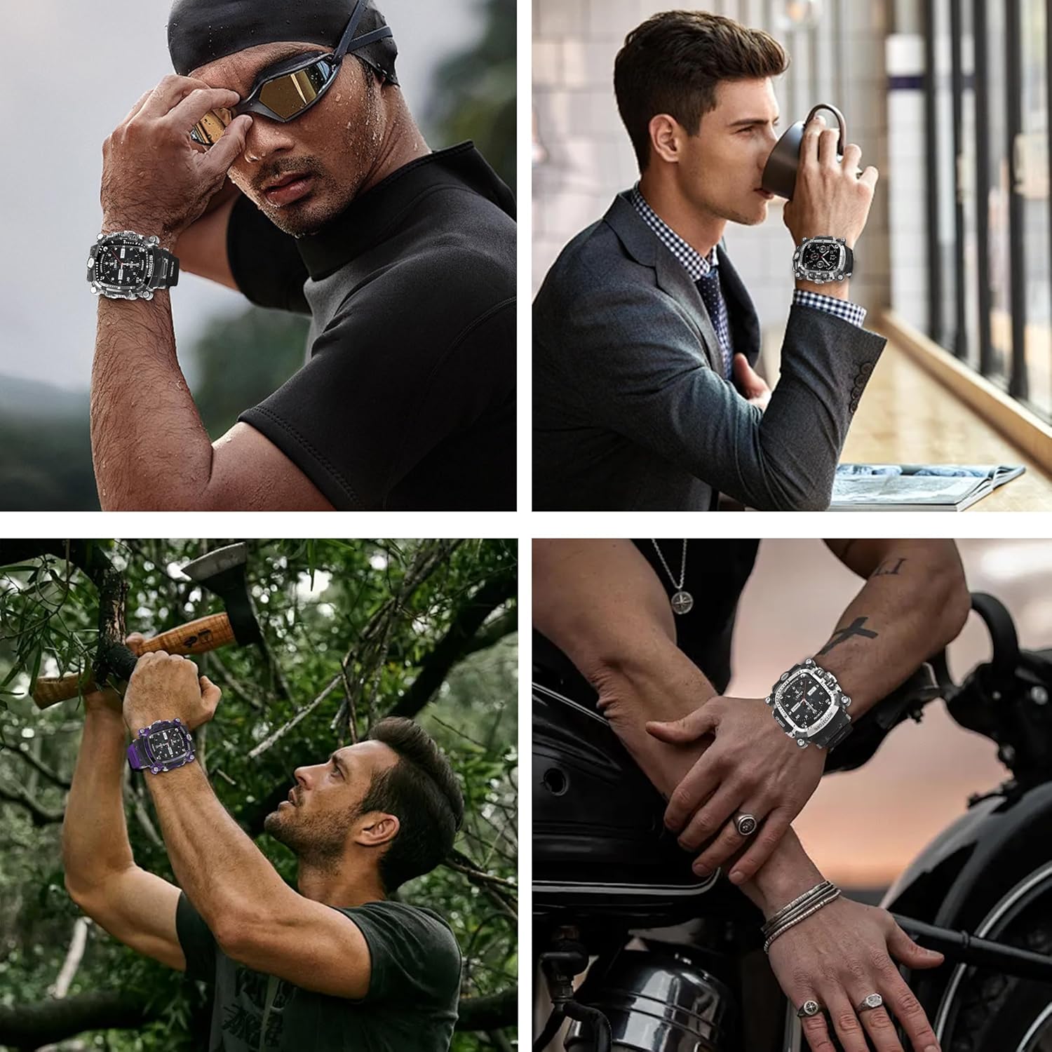 iG-3200 Rugged Case with Band for Apple Watch Series 10/11 46mm,Shockproof Bumper Cover Silicon Strap for iWatch 10/11 46mm Full Protective Cover for Men