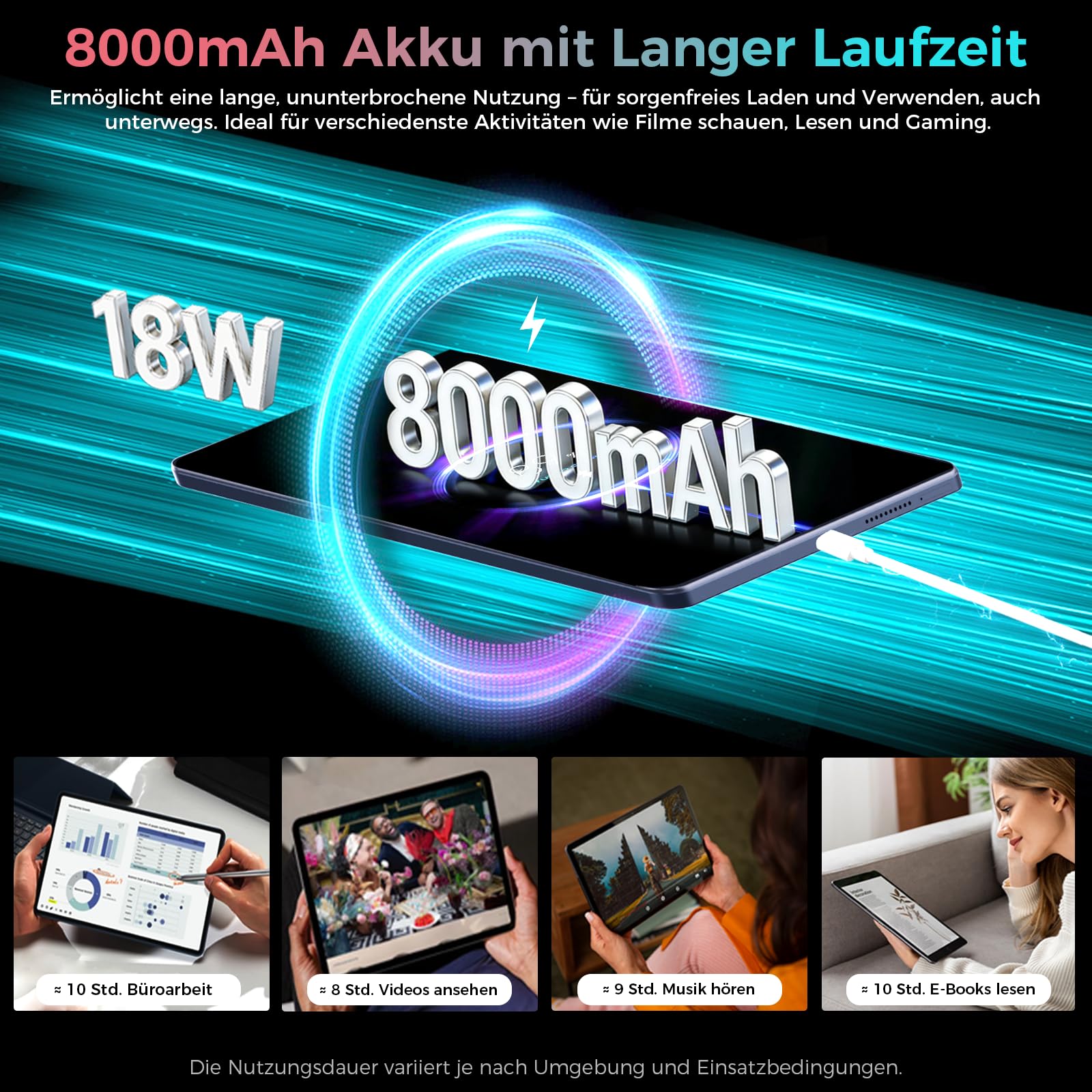 2026 Tablet 11 Zoll Android 16 Tablets, 32GB RAM+128GB ROM/1TB TF, 8000mAh Tablet Octa-Core 1920 * 1200 IPS, 5+13MP/Widevine L1/18W Schnellladung
