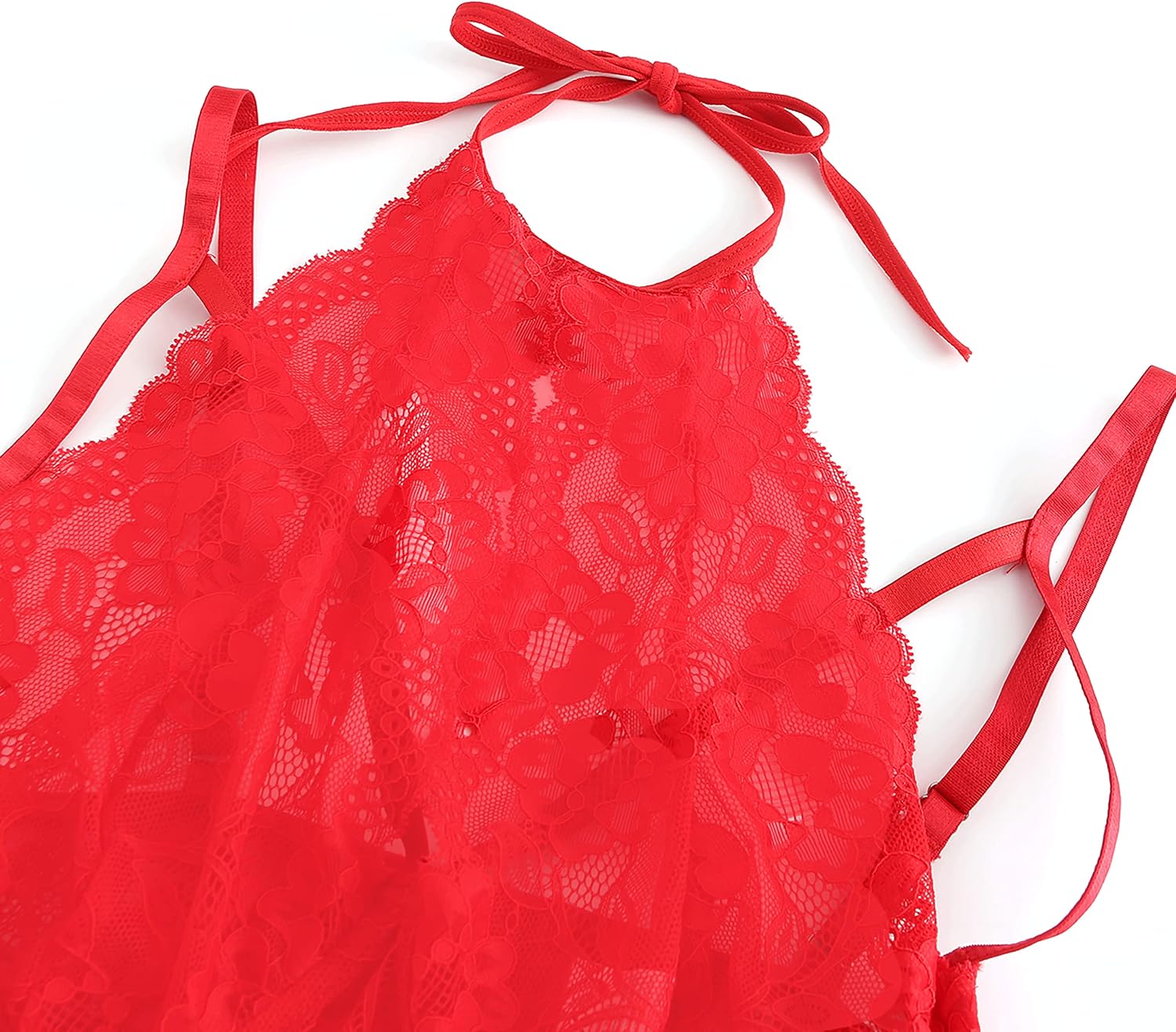 Chic Lover Women's Plus Size Chemise Floral Lace Lingerie Bodysuit Mesh Babydoll Sleepwear