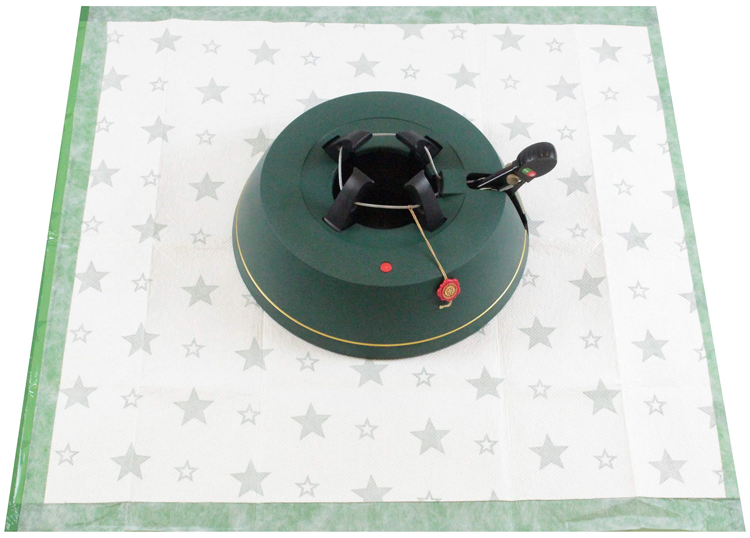 Krinner94225 Christmas Tree Stand Set Comfort M + Underblanket Green (Tree Height up to 2.50 m, Trunk Diameter 12 cm, Water Tank 3.5 L)